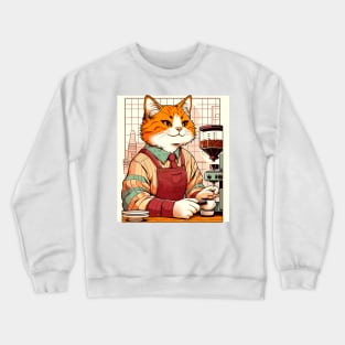 Cat barista making a coffee Crewneck Sweatshirt